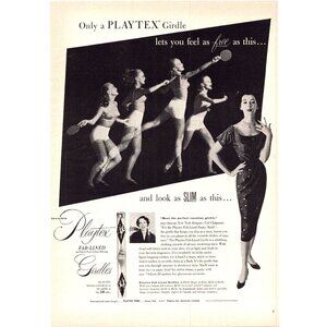 1952 Playtex Girdles 50s Fashion Vintage Print Ad Women Ping Pong Wall Art